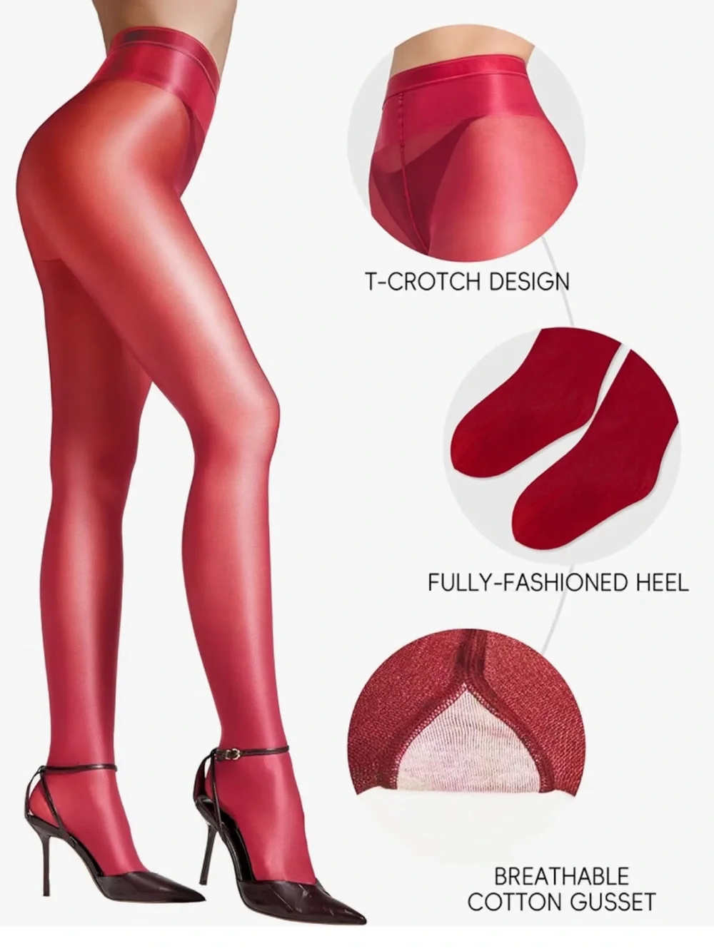 Labella Figura - Sheer Red Tights - Size Medium